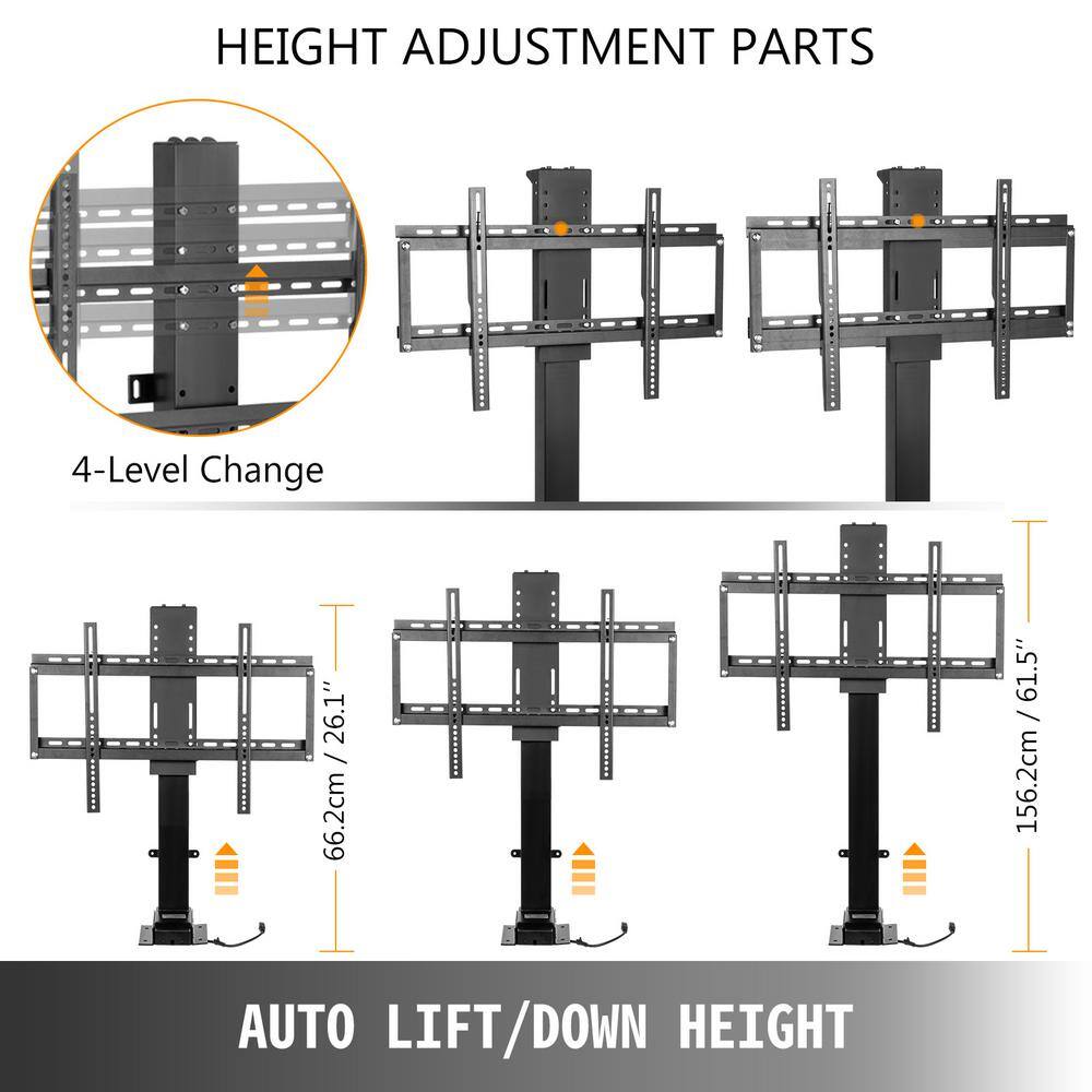 VEVOR Motorized TV Lift Stroke Length 35 in. Motorized TV Mount Fit for 32-65 in. TV Lift with Height Adjust 28.7-64.2 in. DSZJ37-65YC000001V1