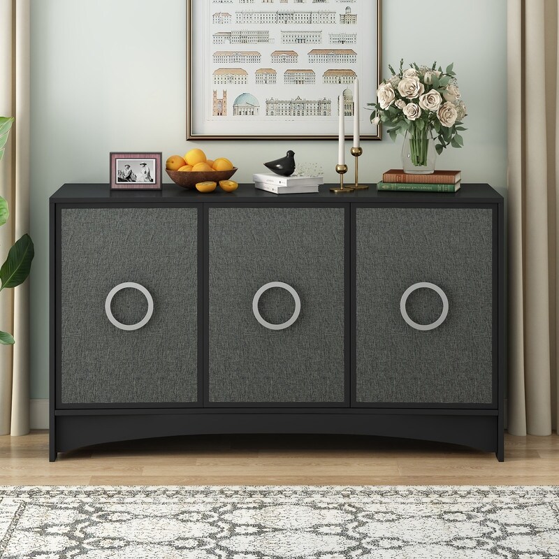 58.2'' Modern/Contemporary Storage Sideboard Cabinet with Adjustable Shelves(2 Colors）