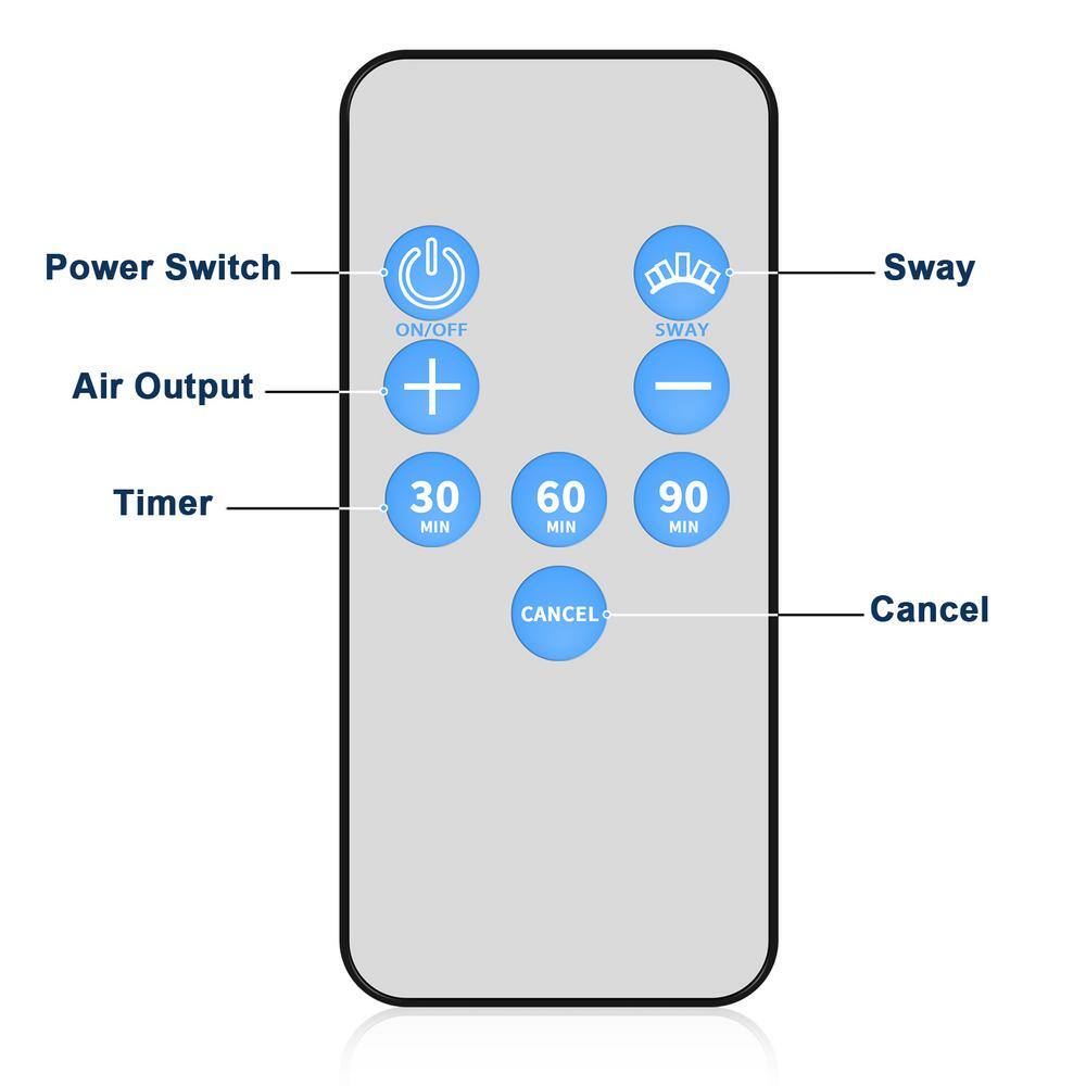 Aoibox 27 in. Black Bladeless Tower Fan Adjustable Speeds Settings Floor Fan 90 Swivel 30-90 min Timing Closure Low Noise SNMX019