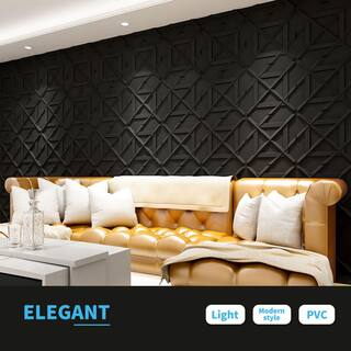 Art3dwallpanels 116 in. x 19.7 in. x 19.7 in. Black 3D PVC Wall Panel Decorative Wall Tile in (32 sq. ft.Box) A10hd054BK