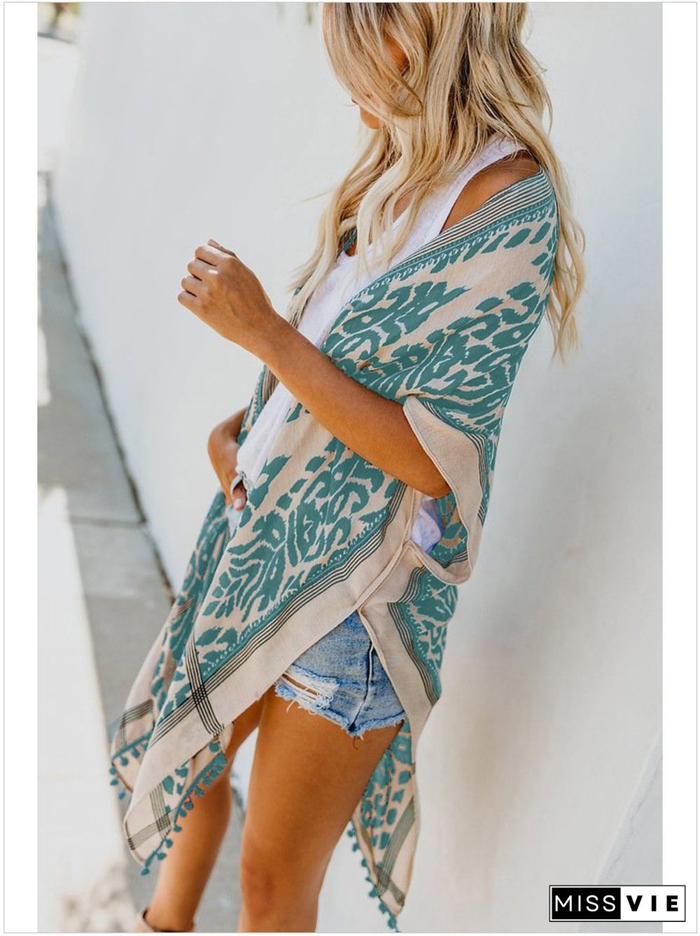 Fashion Kimono Tassel Beach Cover Up