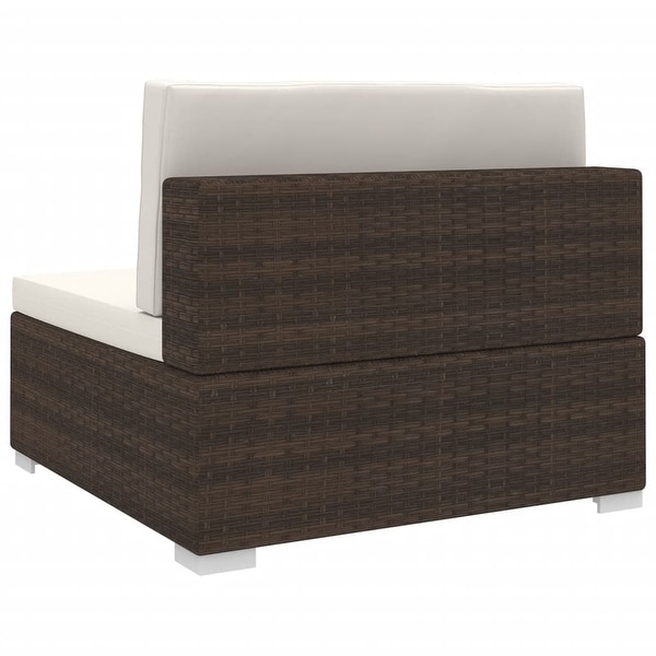 vidaXL Sectional Middle Seat with Cushions Poly Rattan Brown