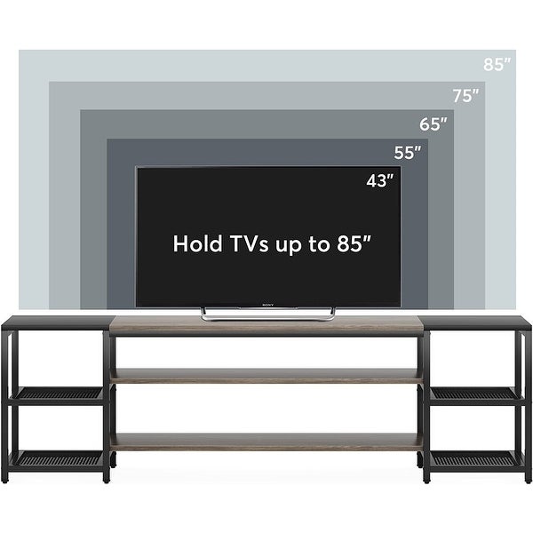 78 Inch TV Stand， Industrial 3-Tier Extra Large TV Console Table