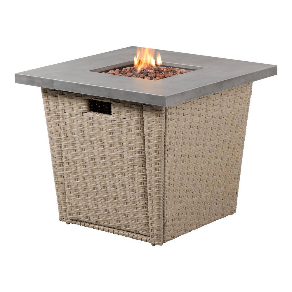 Hampton Bay Haymont 29.92 in. x 25 in. Square Steel Propane Gas Gray Fire Pit FHWS80105