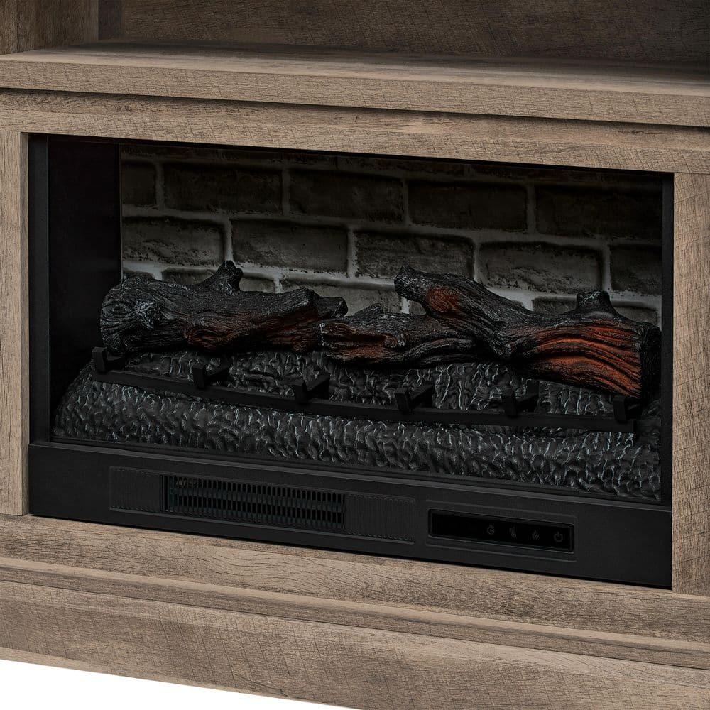 StyleWell Concours 62 in Freestanding Electric Fireplace TV Stand in Rustic Oak with Natural Finish