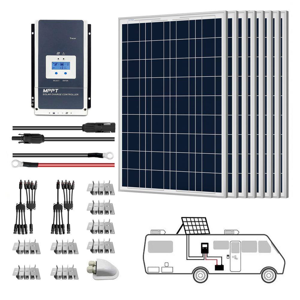 ACOPower 800-Watt Polycrystalline OffGrid Solar Power Kit with 8 x 100-Watt Solar Panel 60 Amp MPPT Charge Controller SPKP-800W60A