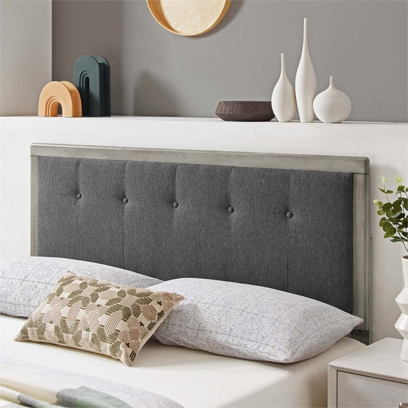 Modway Draper Tufted Full Fabric and Wood Headboard in Gray/Charcoal   Transitional   Headboards   by Homesquare  Houzz