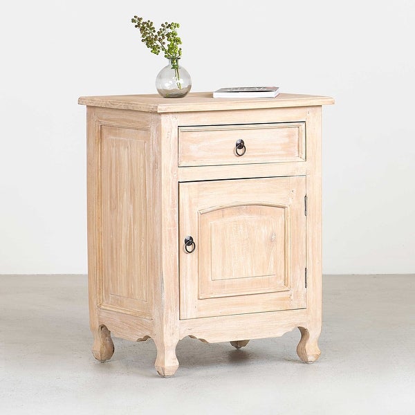 Distressed Mindi Wood Bedside Table