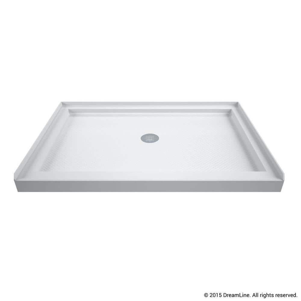 DreamLine SlimLine 48 inx 34 in Single Threshold Center Drain Shower Base in White with Center Drain