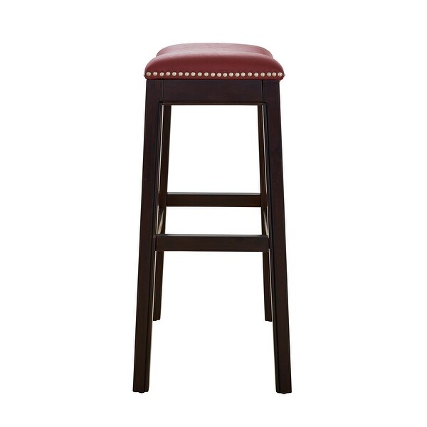 New Ridge Home Goods Julian Barstool With Red Faux Leather Seat