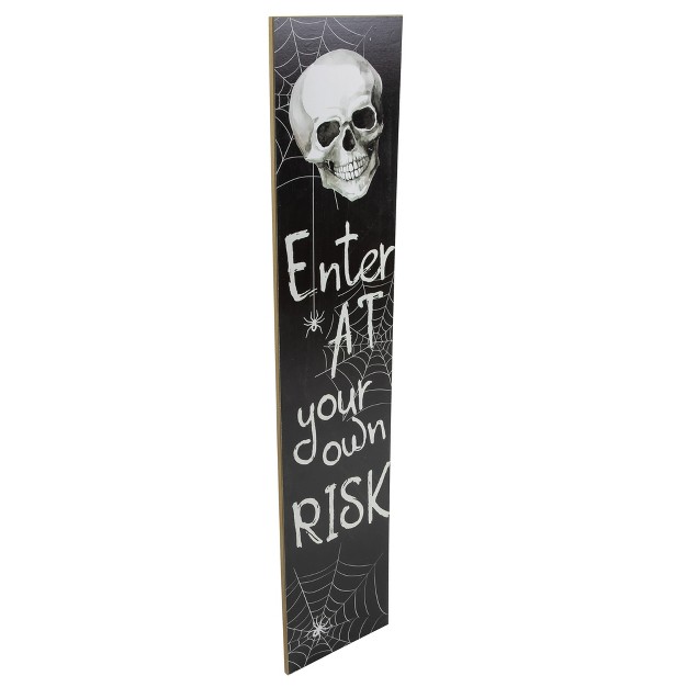 Enter At Your Own Risk Wooden Halloween Porch Board Sign Decoration