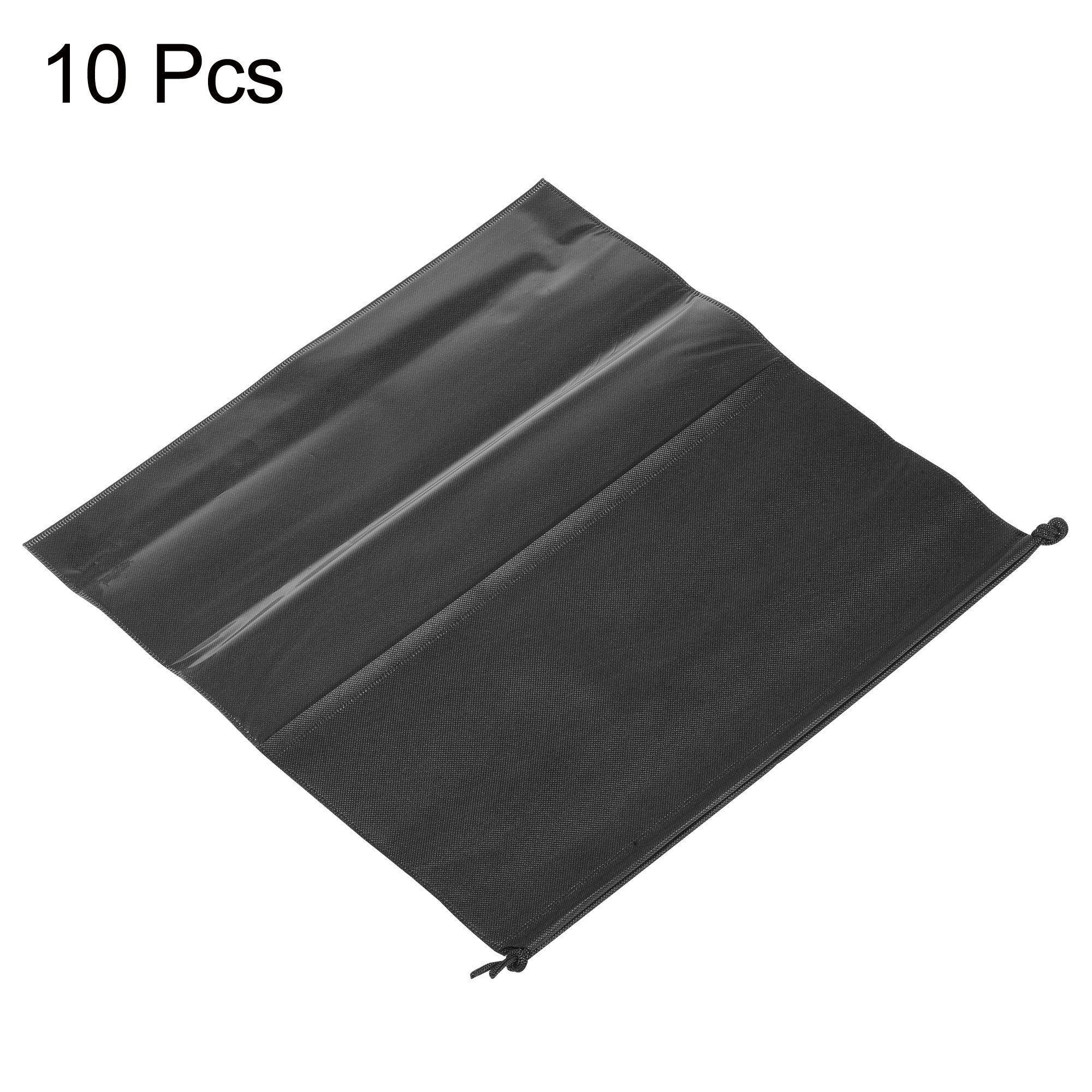 Uxcell 19.7'' Handbag Dust Cover Drawstring Bag for Handbags Purses NonWoven Fabric Black 10pcs