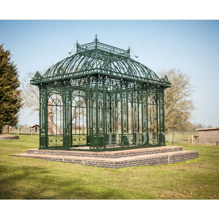 Factory direct supply Garden Ornamental green outdoor Large Wrought Iron Gazebo