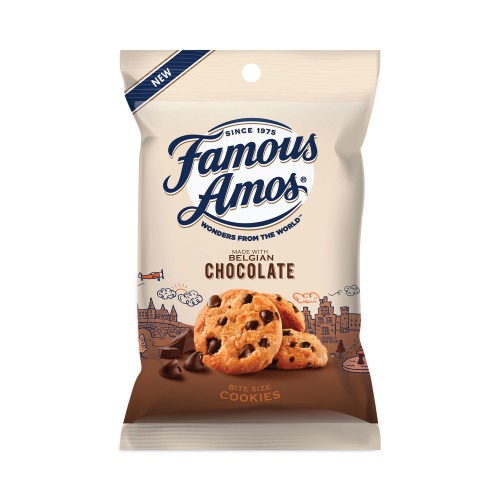 Famous Amos Cookies， Chocolate Chip， 2 oz Snack Pack， 8/Box (98067)