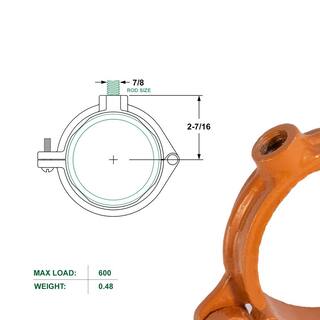 The Plumber's Choice 3 in. Hinged Split Ring Pipe Hanger Copper Epoxy Coated Clamp with 78 in. Rod Fitting for Hanging Tubing (5-Pack) 03HSHCP-5