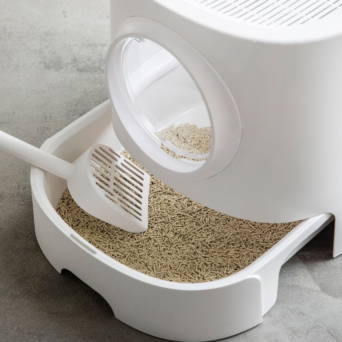 HANAMYA Cat Front Entry Top Exit Cat Litter Box with Scoop， X-Large