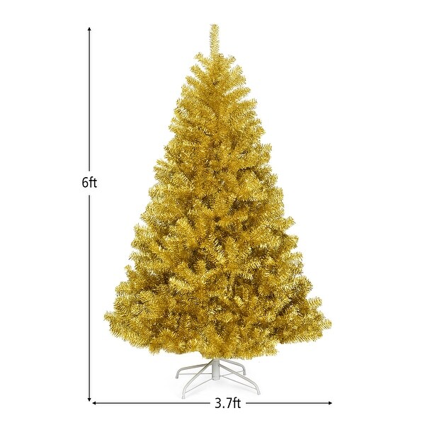 Costway 6ft Artificial Tinsel Christmas Tree Hinged w/1036 Tips