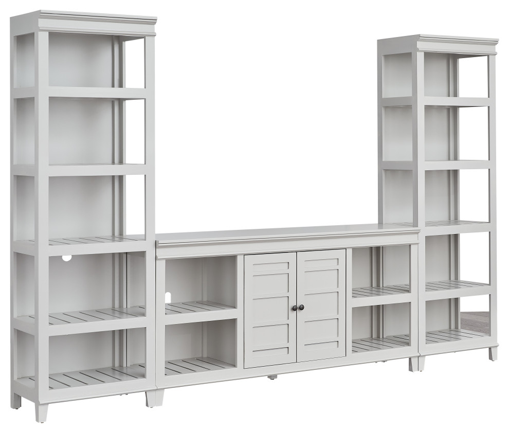 Reagan Entertainment Wall Unit With 66 quotMedia Console for TV  Dove Gray   Transitional   Entertainment Centers And Tv Stands   by Progressive Furniture  Houzz