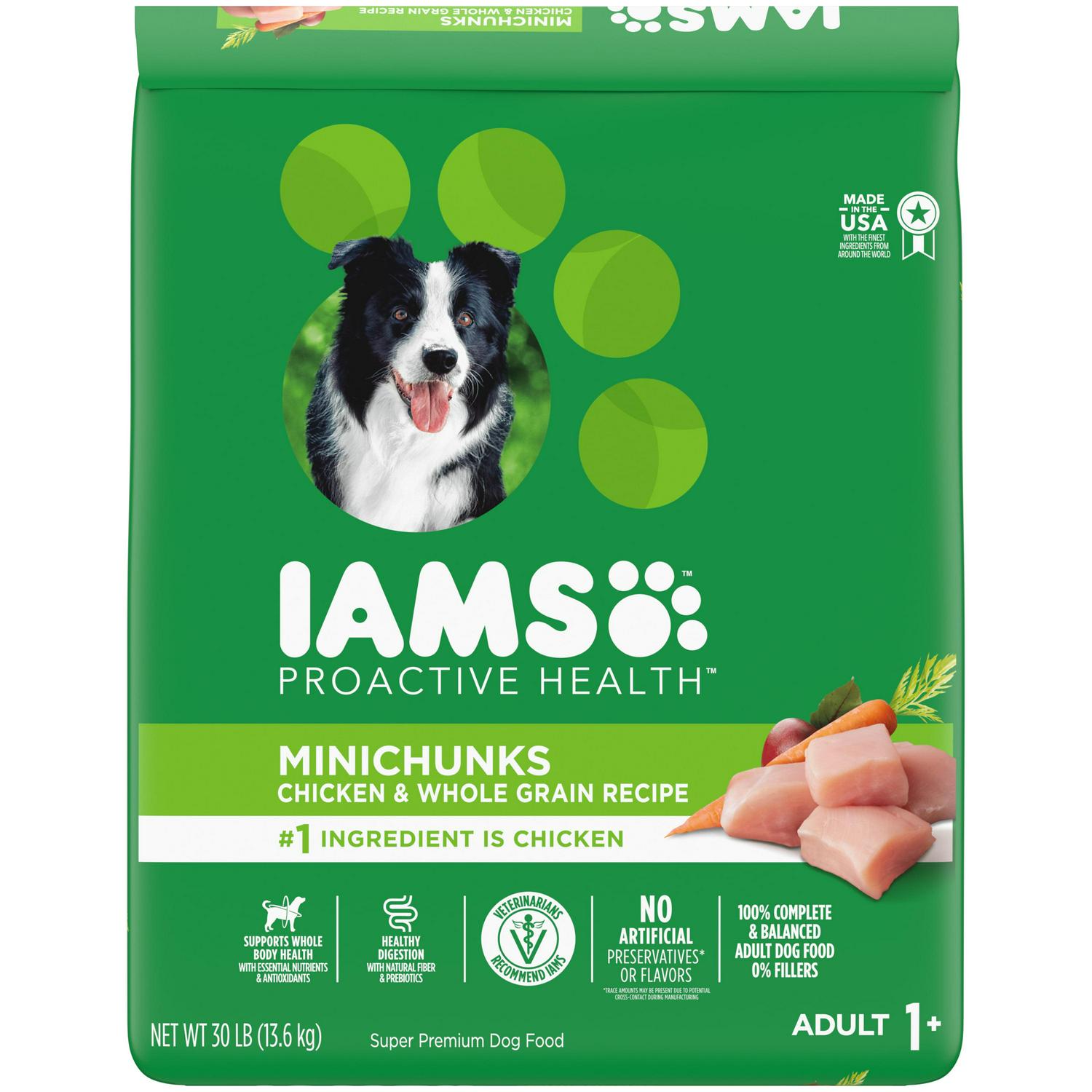 IAMS Adult Minichunks Small Kibble High Protein Dry Dog Food with Real Chicken 30 lb Bag  Crowdfused