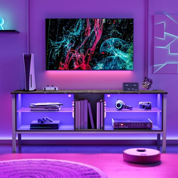 LED Entertainment Center， 65 inch Gaming TV Stand for 70 inch TV