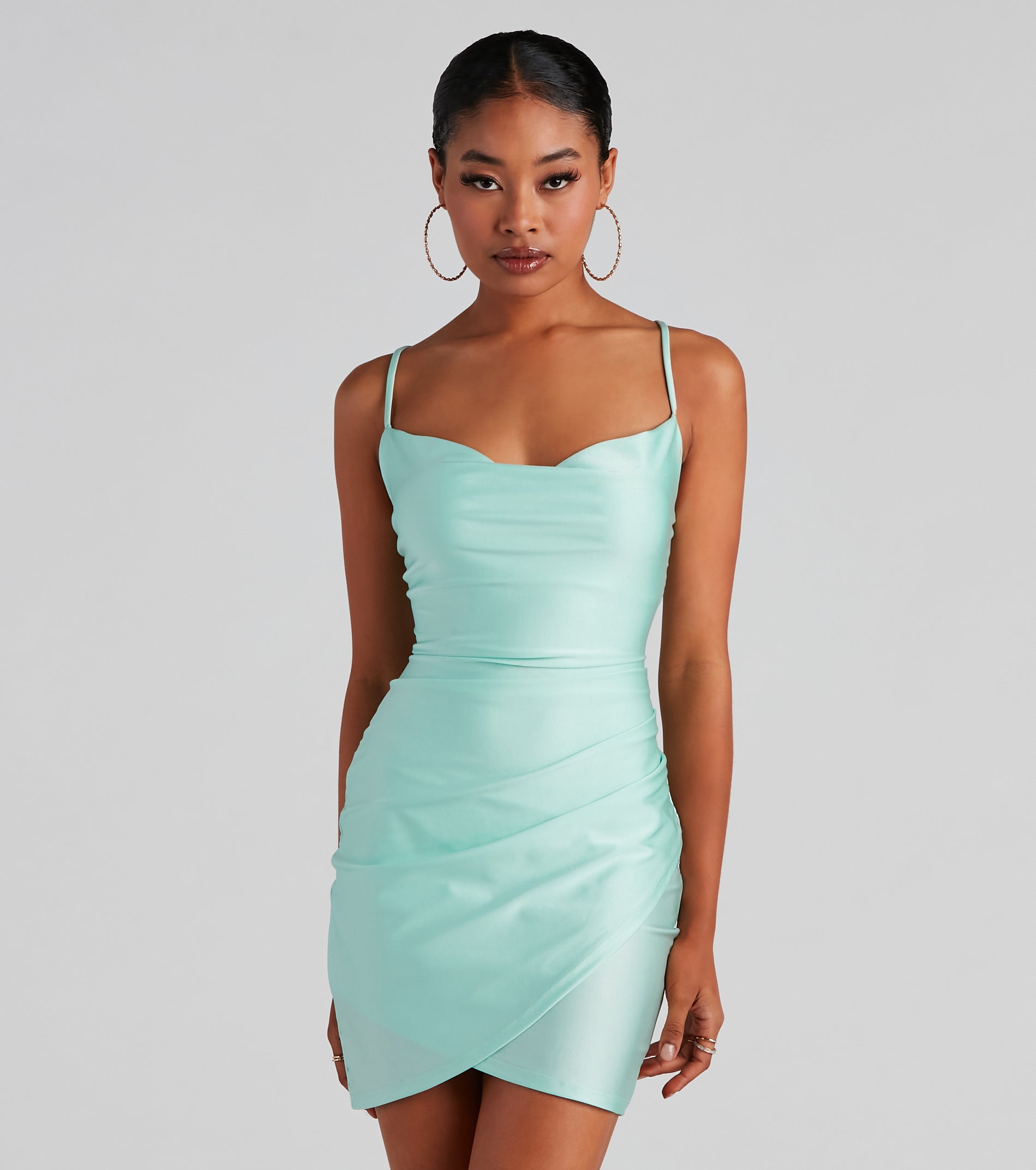 All The Right Moves Cowl Neck Mini Dress