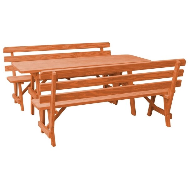 Pine 6' Picnic Table with 2 Backed Benches