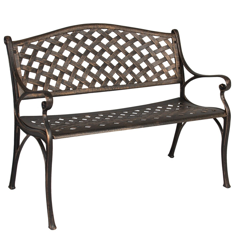 Garden Bench Bronze Colour   Lattice Design 40 Inch Long