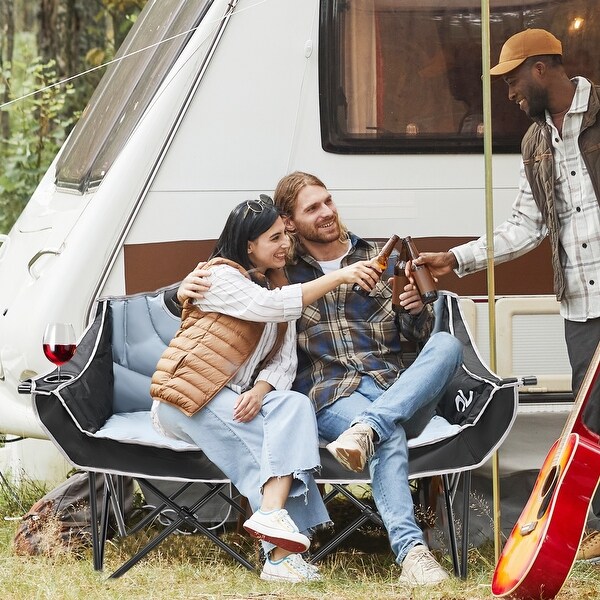 DoCred Double Seats Oversized Camping Chair with Cup Holder