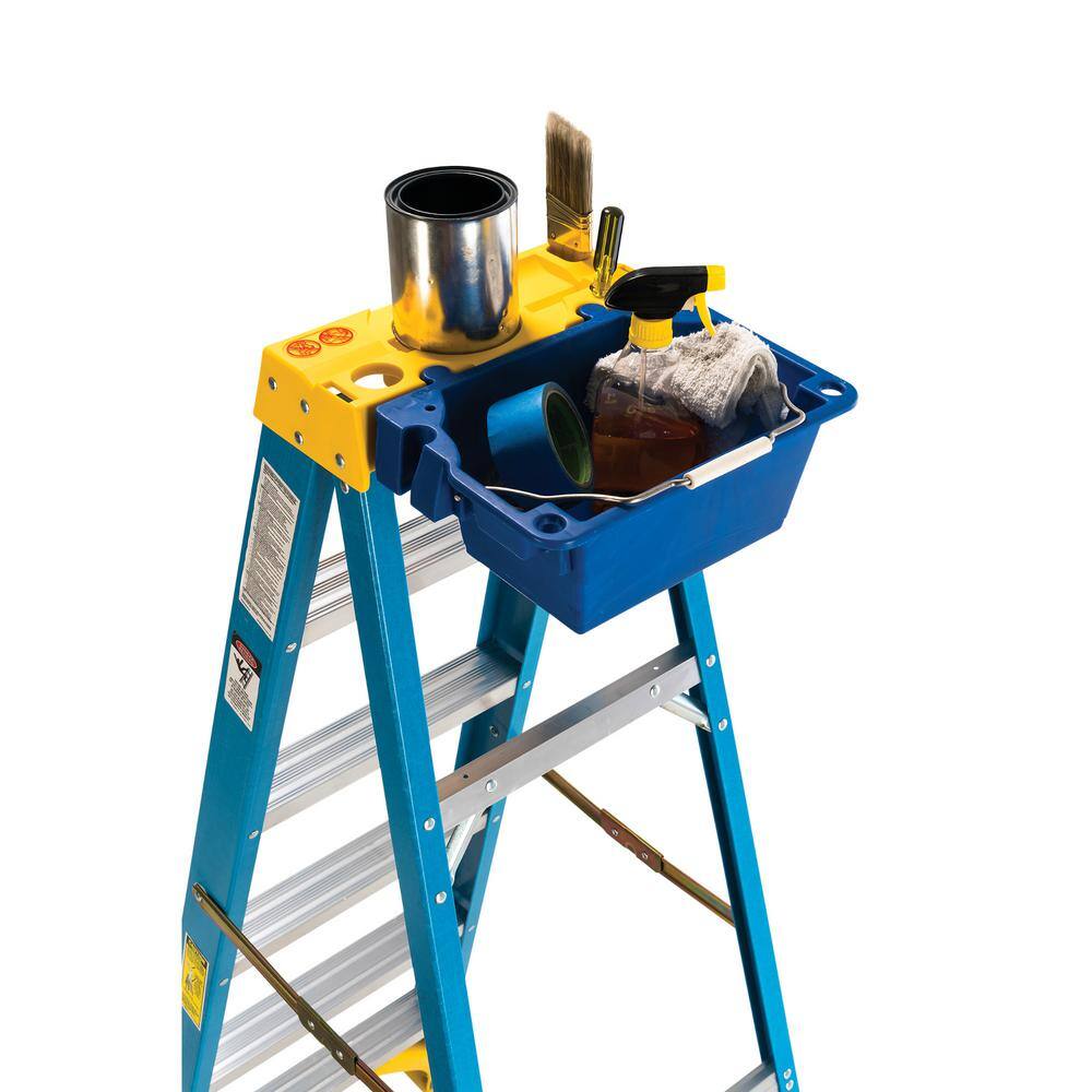 Werner 8 ft. Fiberglass Step Ladder with Yellow Top 250 lbs. Load Capacity Type I Duty Rating 6008