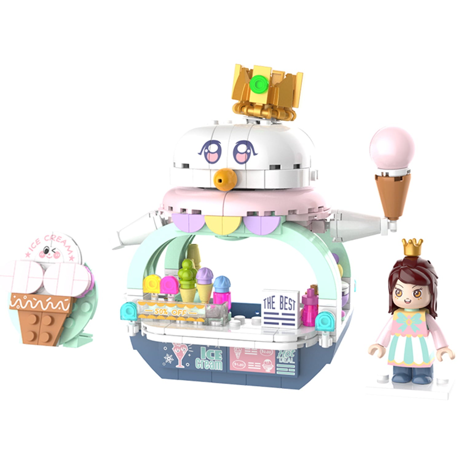 Girls Ice Cream Shop Building Set Beach Ice Cream Dessert Shop Building Blocks Toys Creative Gifts for Girls Friends 6-12 Years and Up (304 Pieces)