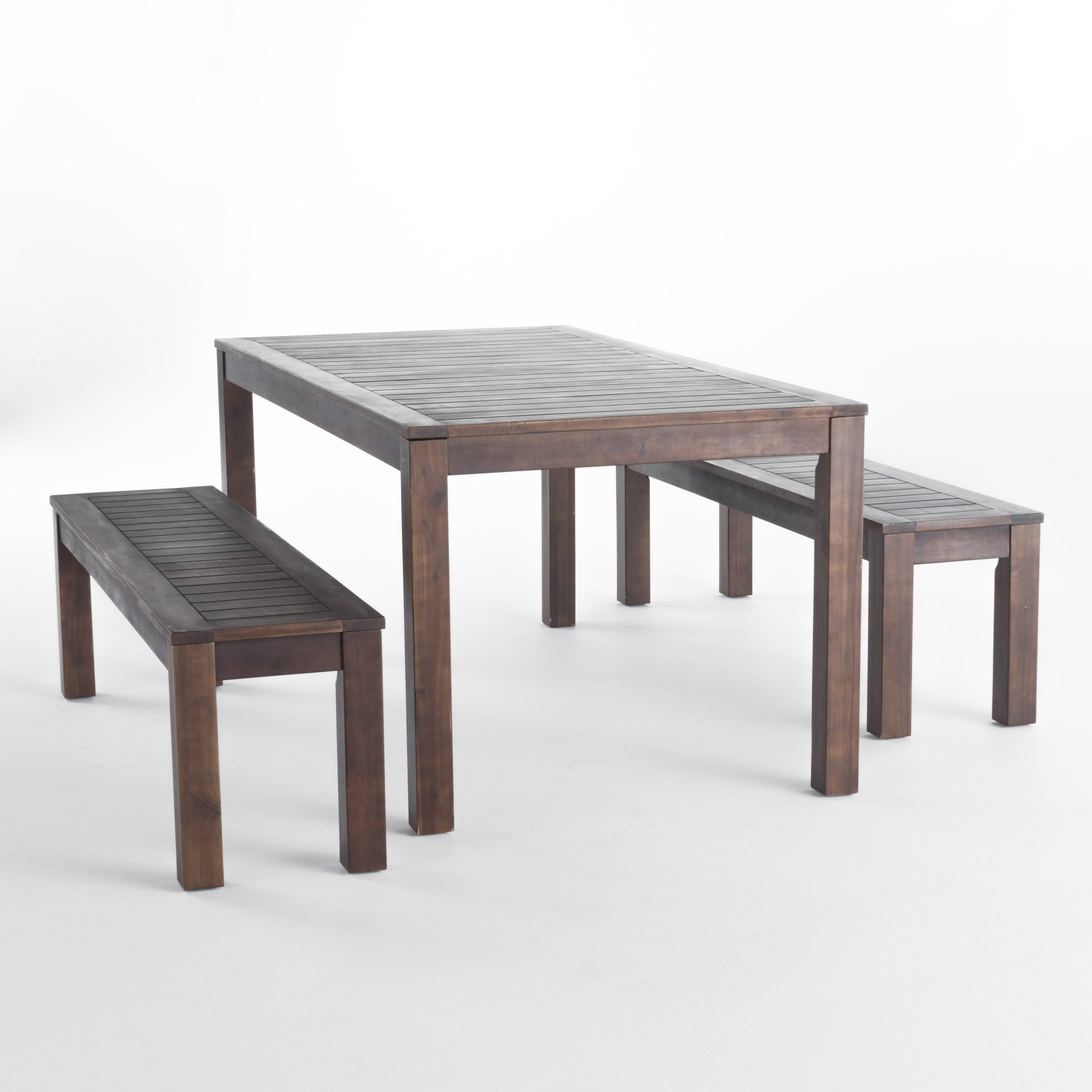 Marin Rustic Outdoor Slat Dark Brown Acacia Wood Picnic Set