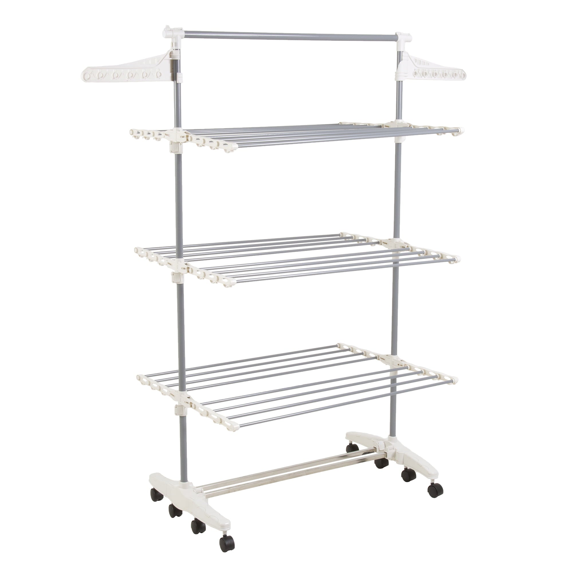 Everyday Home Durable Stainless Steel and Plastic Clothes Drying Rack, Gray and White