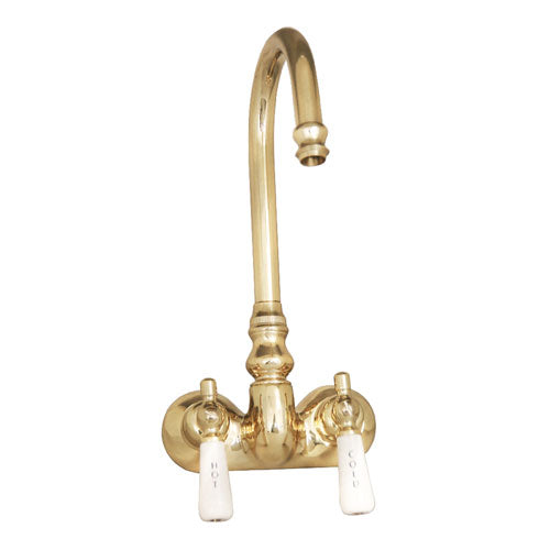 Clawfoot Tub Filler – Code Spout, Lever Porcelain Handles