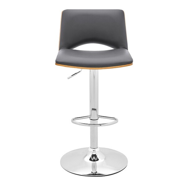 Thierry Adjustable Swivel Faux Leather and Metal Bar Stool