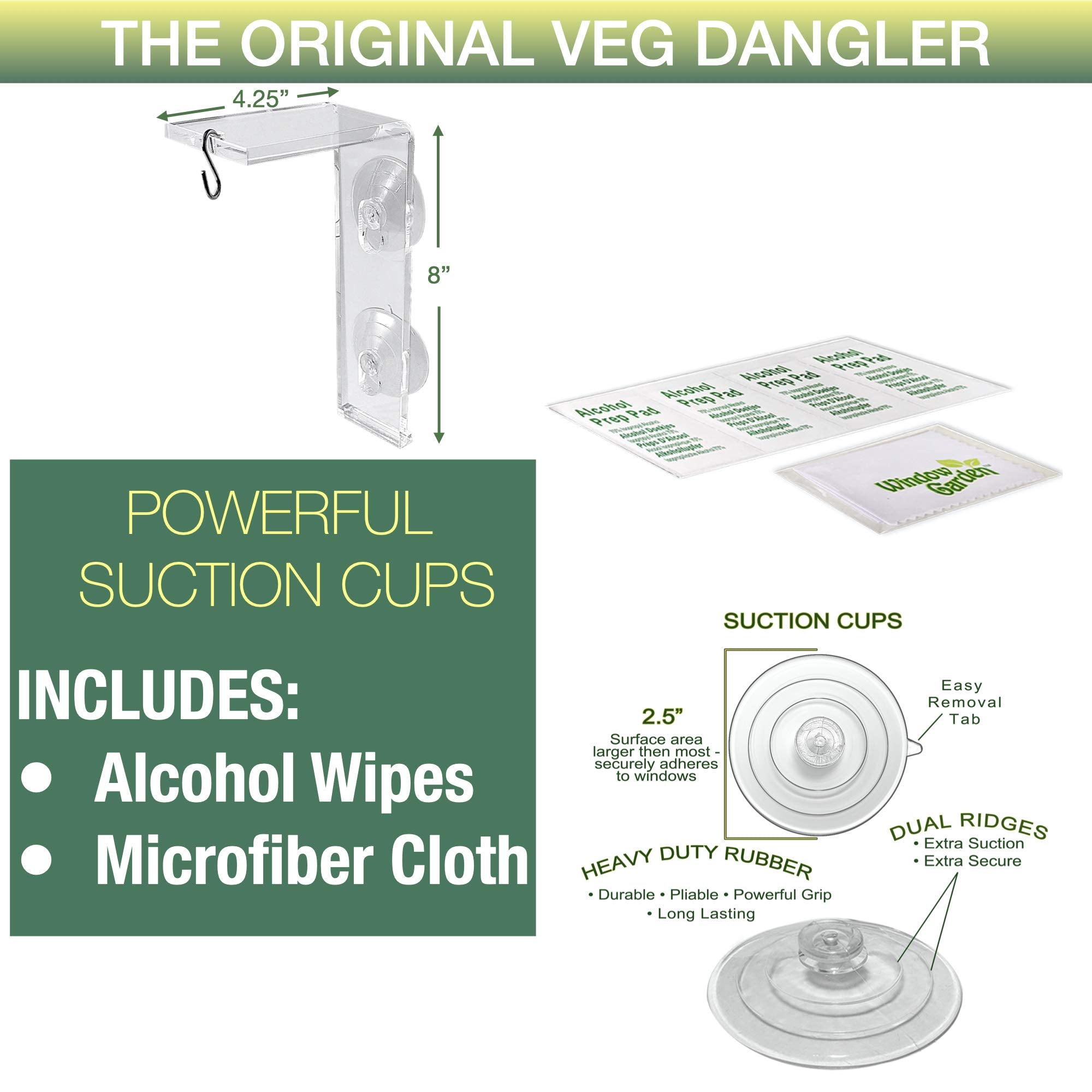 Window Garden Veg Dangler Suction Cup Window Hanger Bird Feeder Holder, Indoor Plant