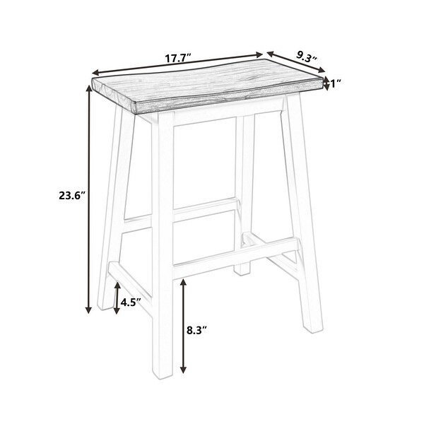 Farmhouse Rustic Counter Height Wood Walnut Dining Stools (Set of 2)