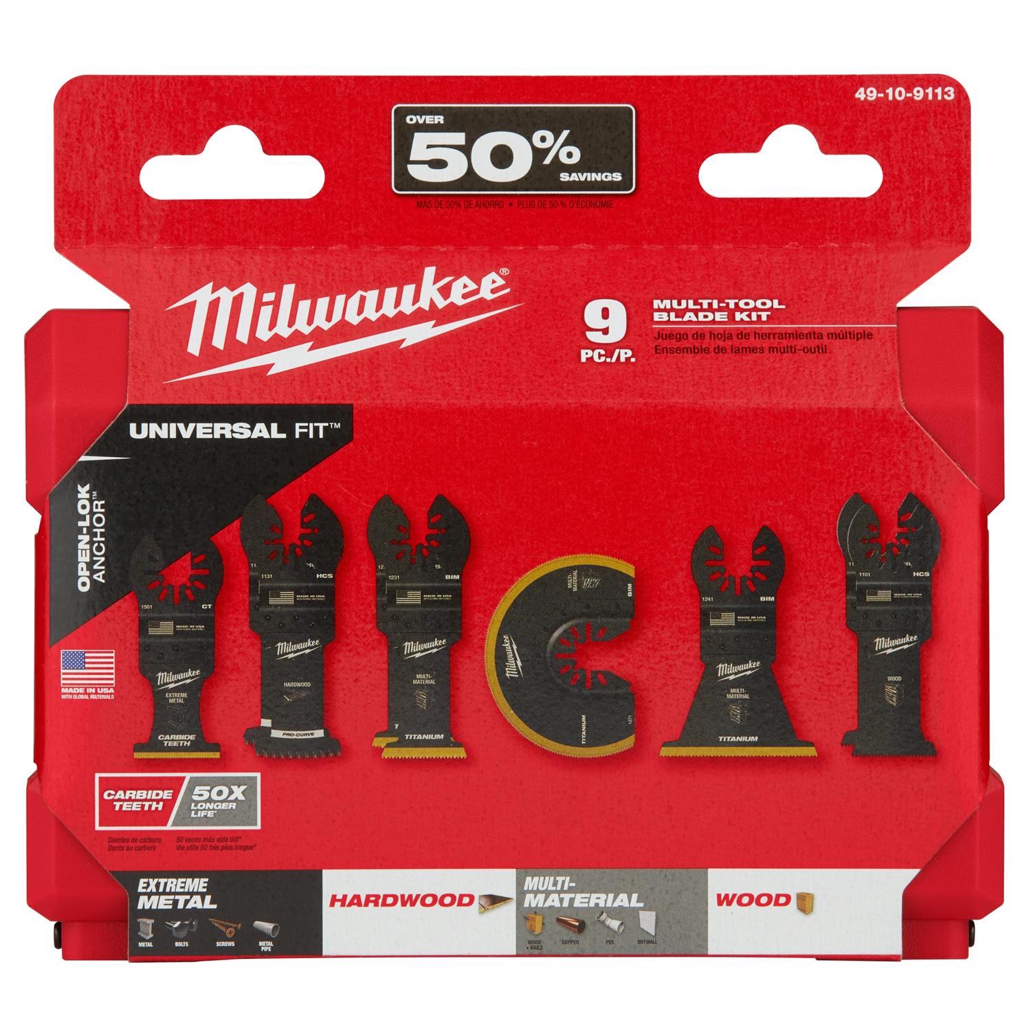 MW Open-Lok Carbide Oscillating Blade Set Multi-Material 9 pc