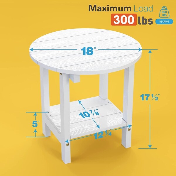 WINSOON All Weather HIPS Outdoor Round 2Tier Outdoor Side Tables Adirondack Tables