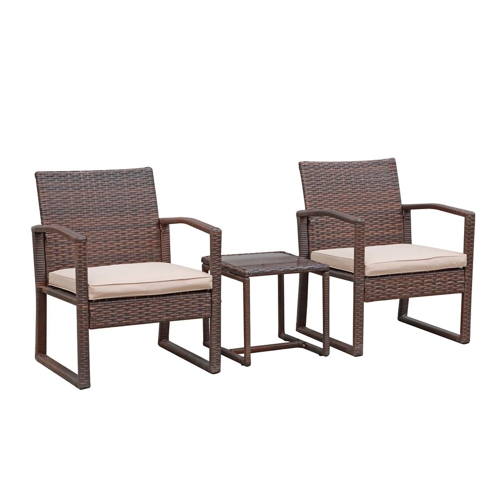 3 pc. Outdoor Cushioned Wicker Chat Set