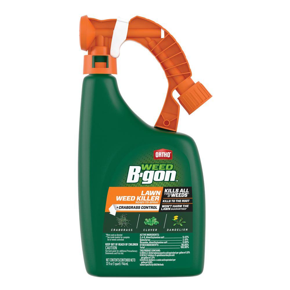 Ortho Weed B-gon 32 oz. Ready-to-Spray Lawn Weed Killer Plus Crabgrass Control 991541005