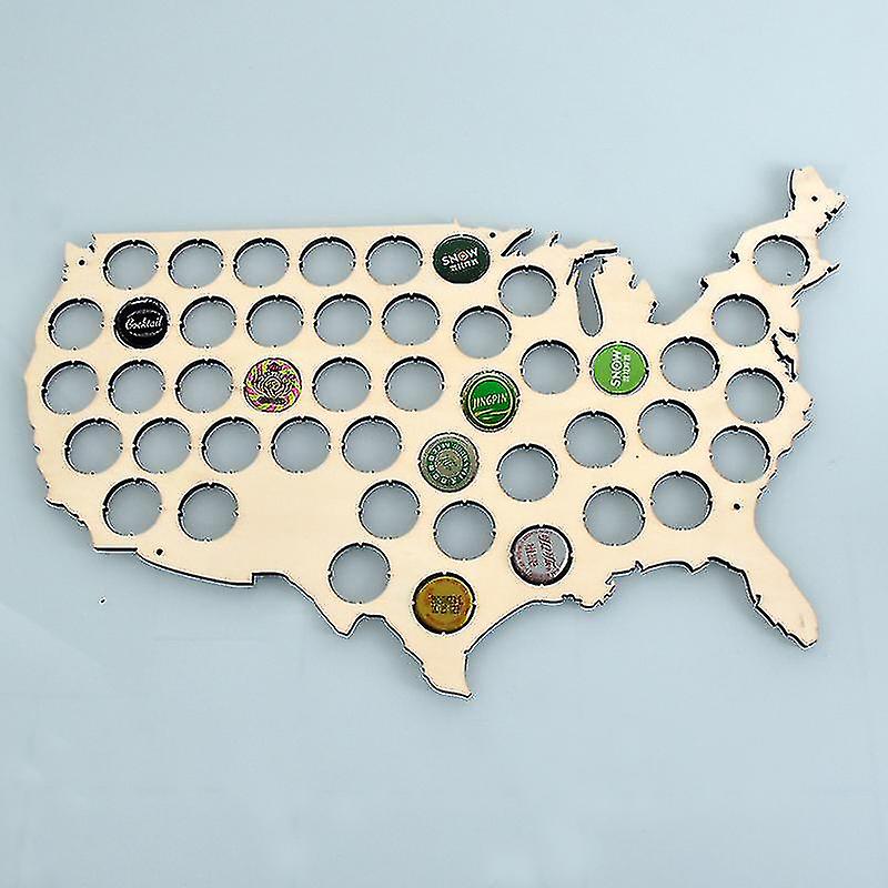 Cht-beer Cap Trap United States Of America Beer Cap Map Wall Art， Tan