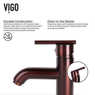 VIGO Glass Round Vessel Bathroom Sink in Wooden Brown with Seville Faucet and Pop-Up Drain in Oil Rubbed Bronze VGT172