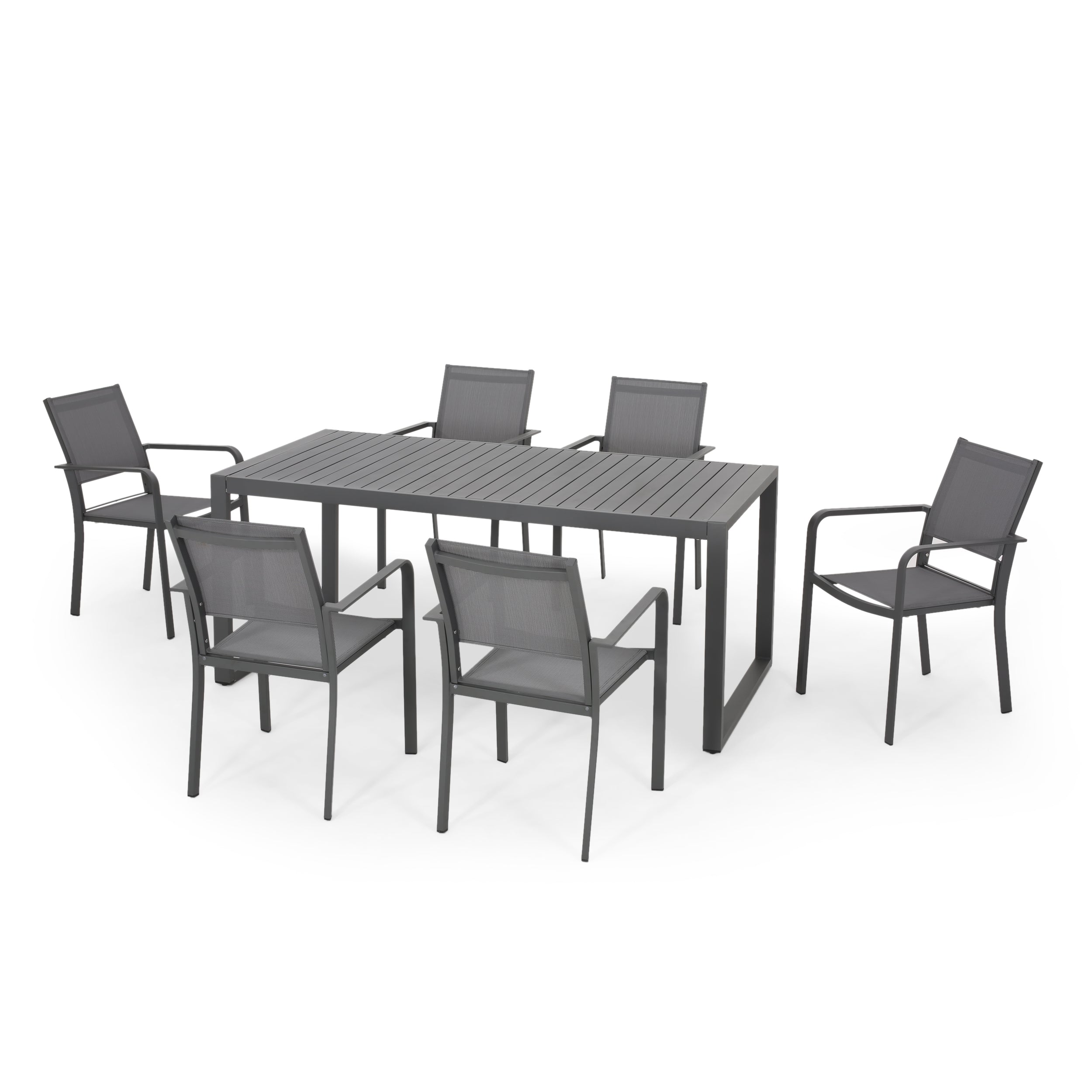 Maddi Outdoor 6 Seater Aluminum Dining Set