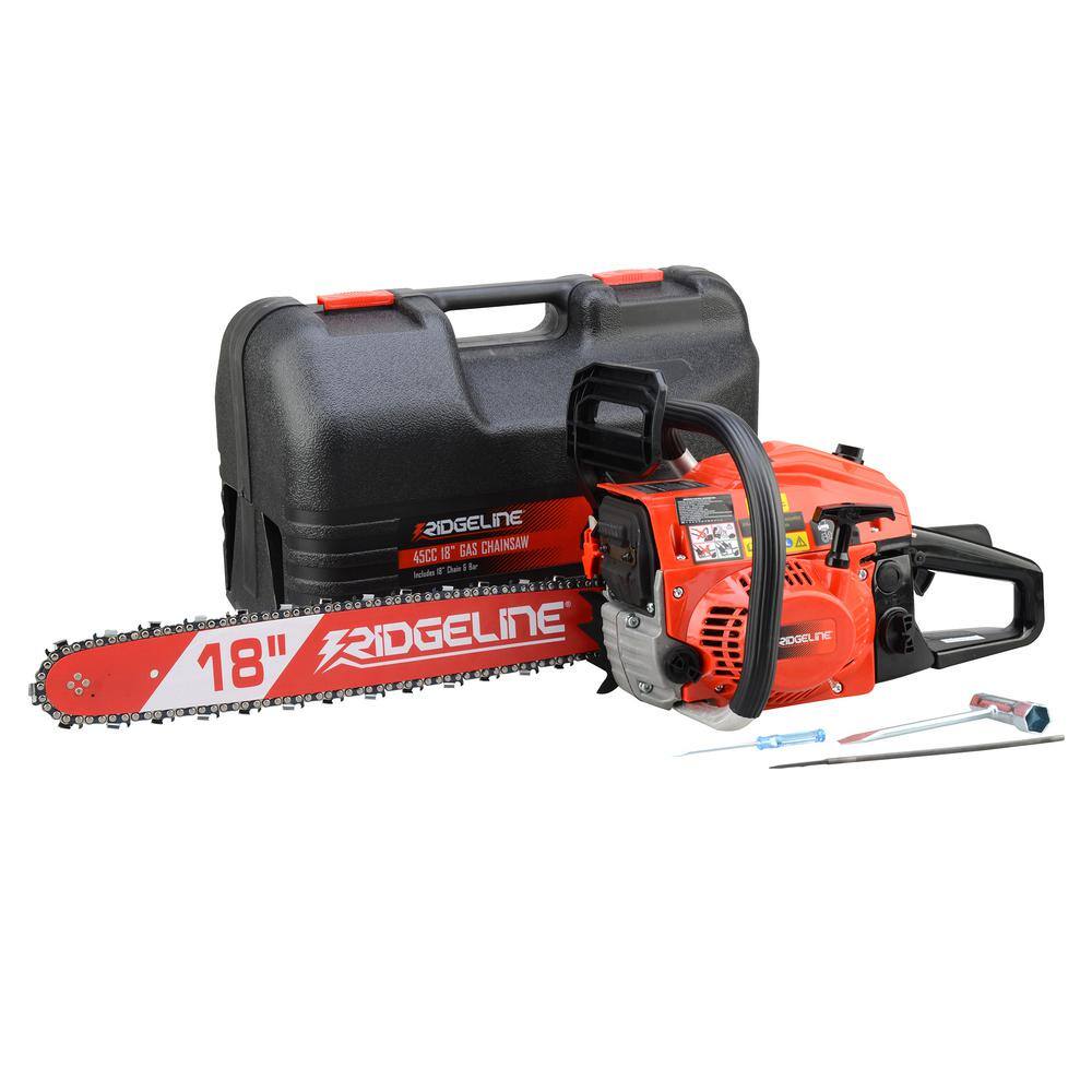 RIDGELINE 18 in. 45 cc Gas Chainsaw with Case 97004