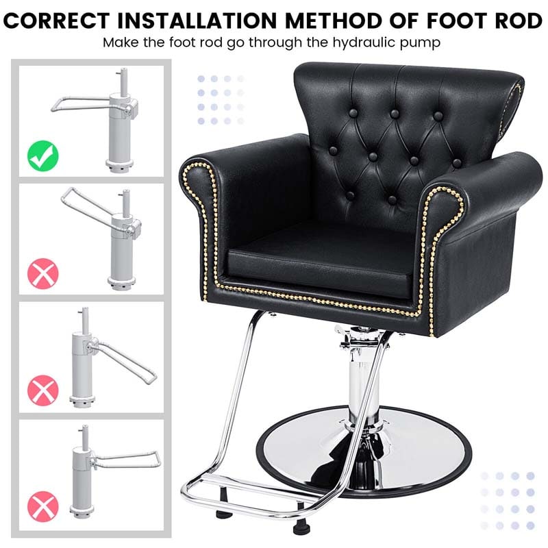 Retro Salon Chair for Hair Stylist, Adjustable Swivel Barber Chair Heavy Duty Hydraulic Spa Makeup Tattoo Chair