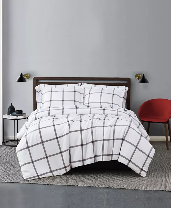 Truly Soft Printed Windowpane 2 Piece Comforter Set， Twin Xl