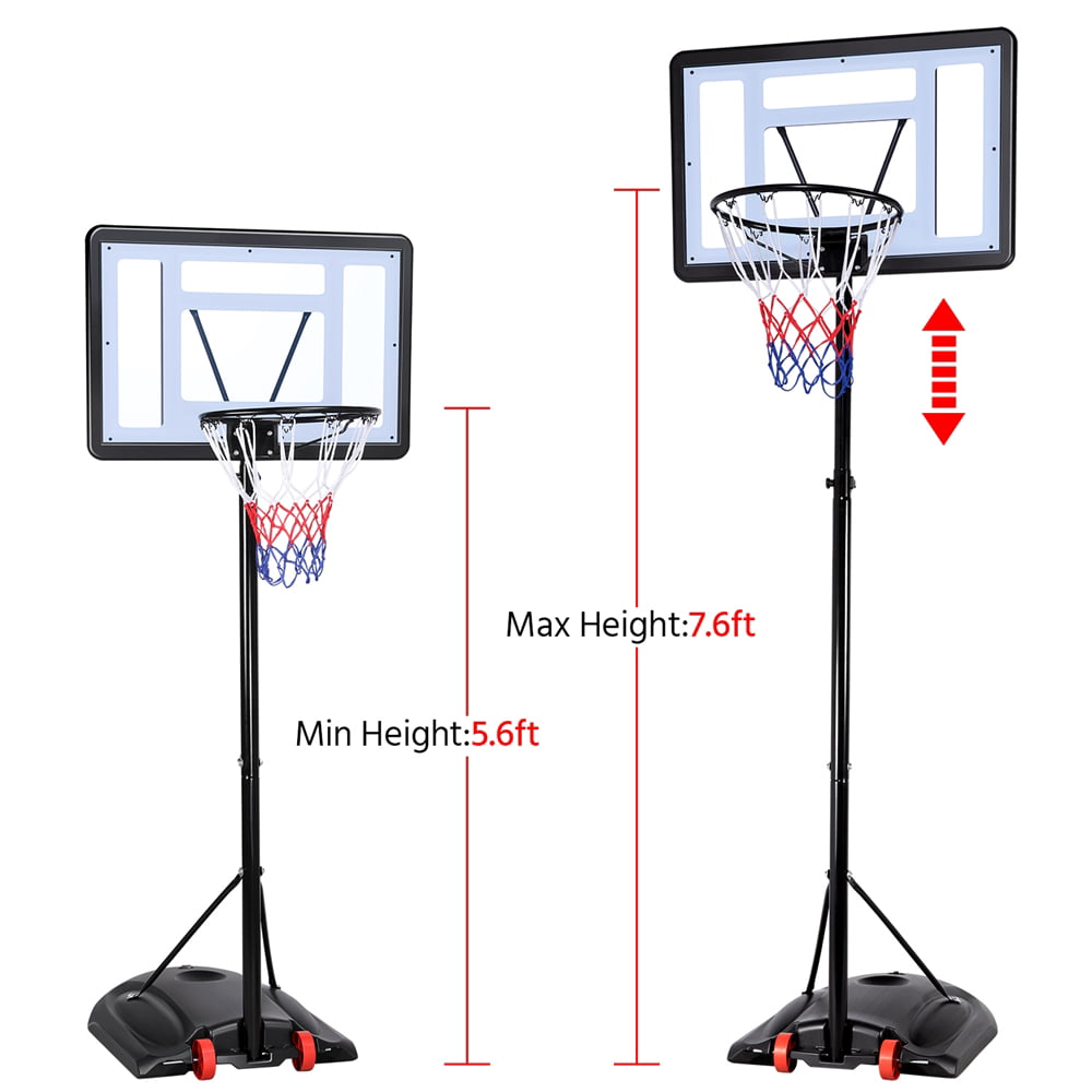 Easyfashion Portable Junior Basketball System Up to 8.2 Ft. for Kids， Junior and Youth for Indoor and Outdoor with Wheels