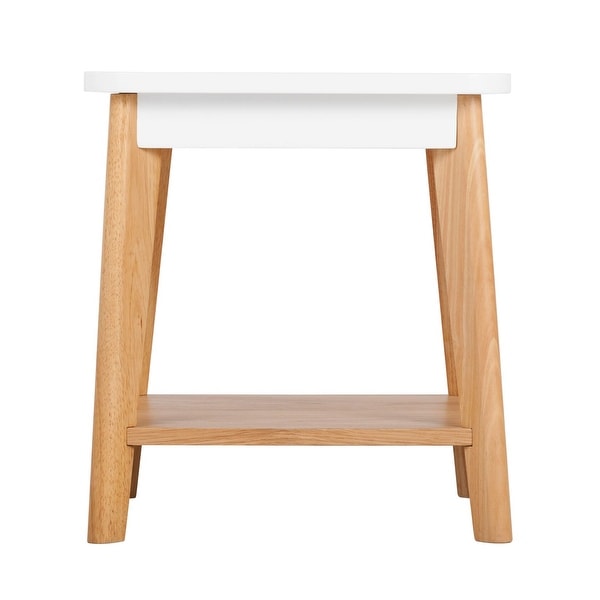 Universal Expert Remus Square Side Table， Modern Oak and White