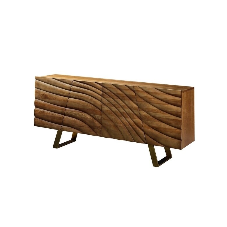Modrest Finley Mid Century Walnut   Gold Buffet