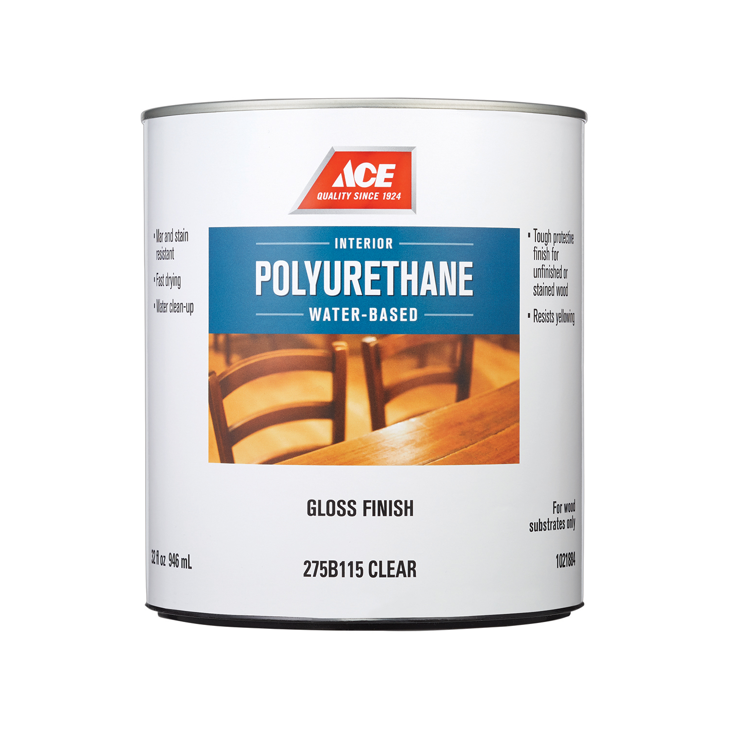 Ace Gloss Clear Water-Based Polyurethane Wood Finish 1 qt